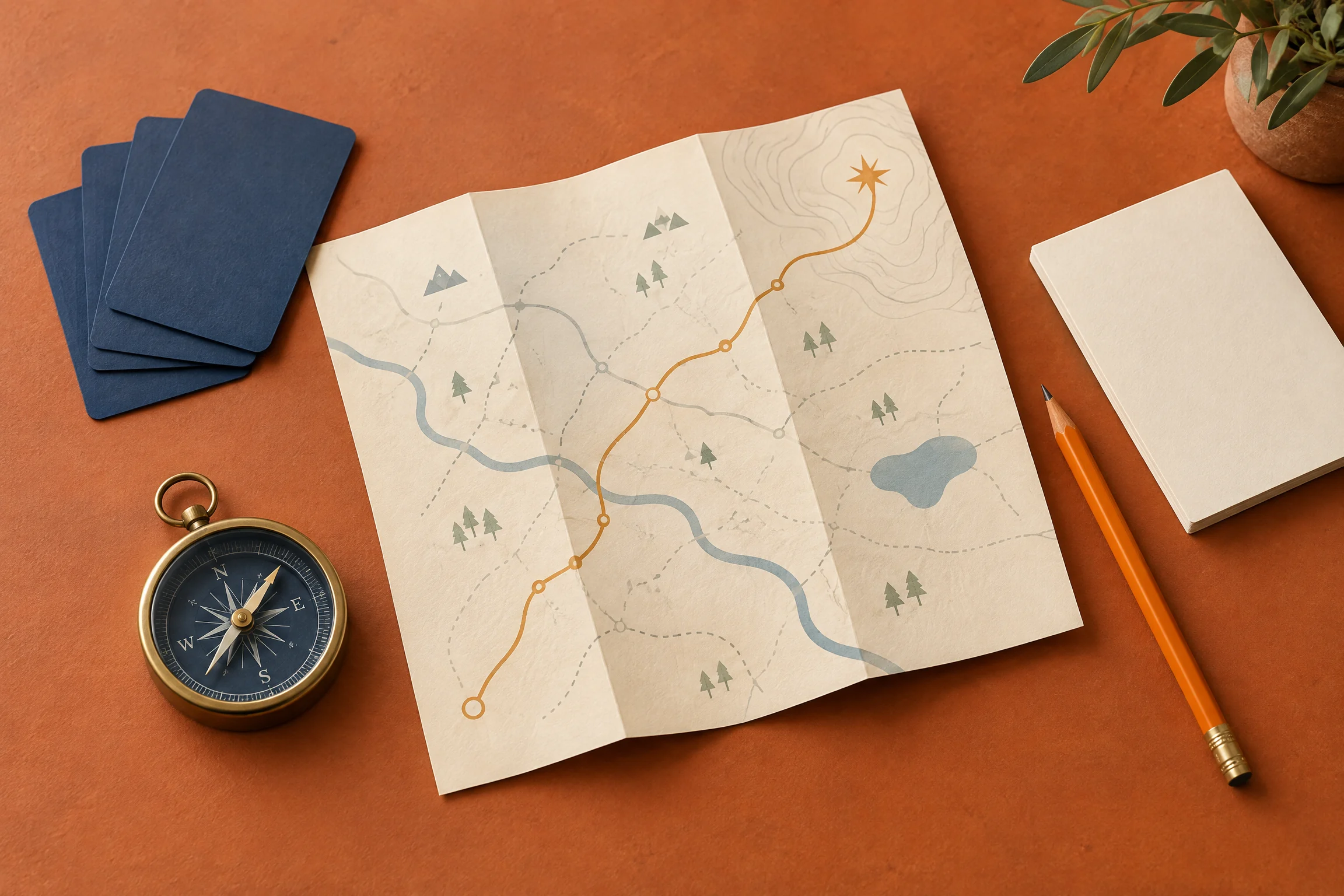 Career notes and compass objects